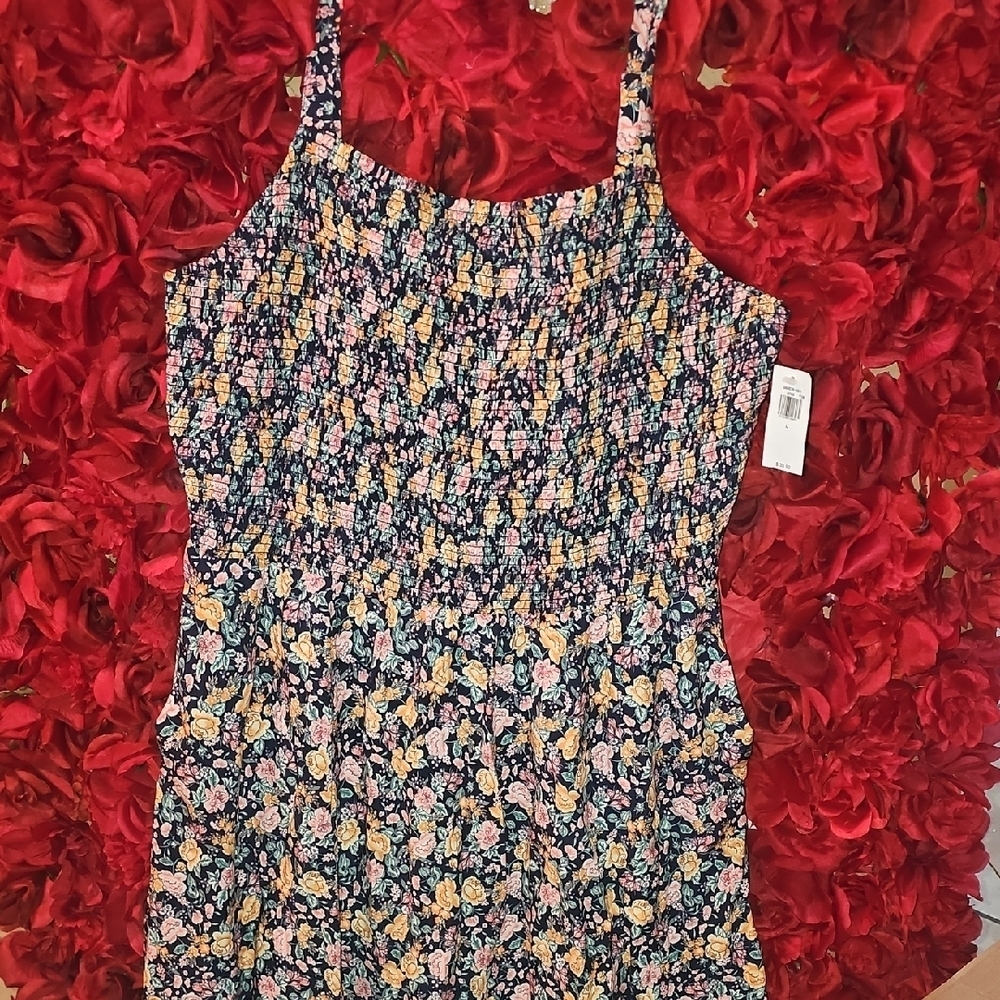 Old Navy NWT Colorful Smocked Floral Dress Size Large